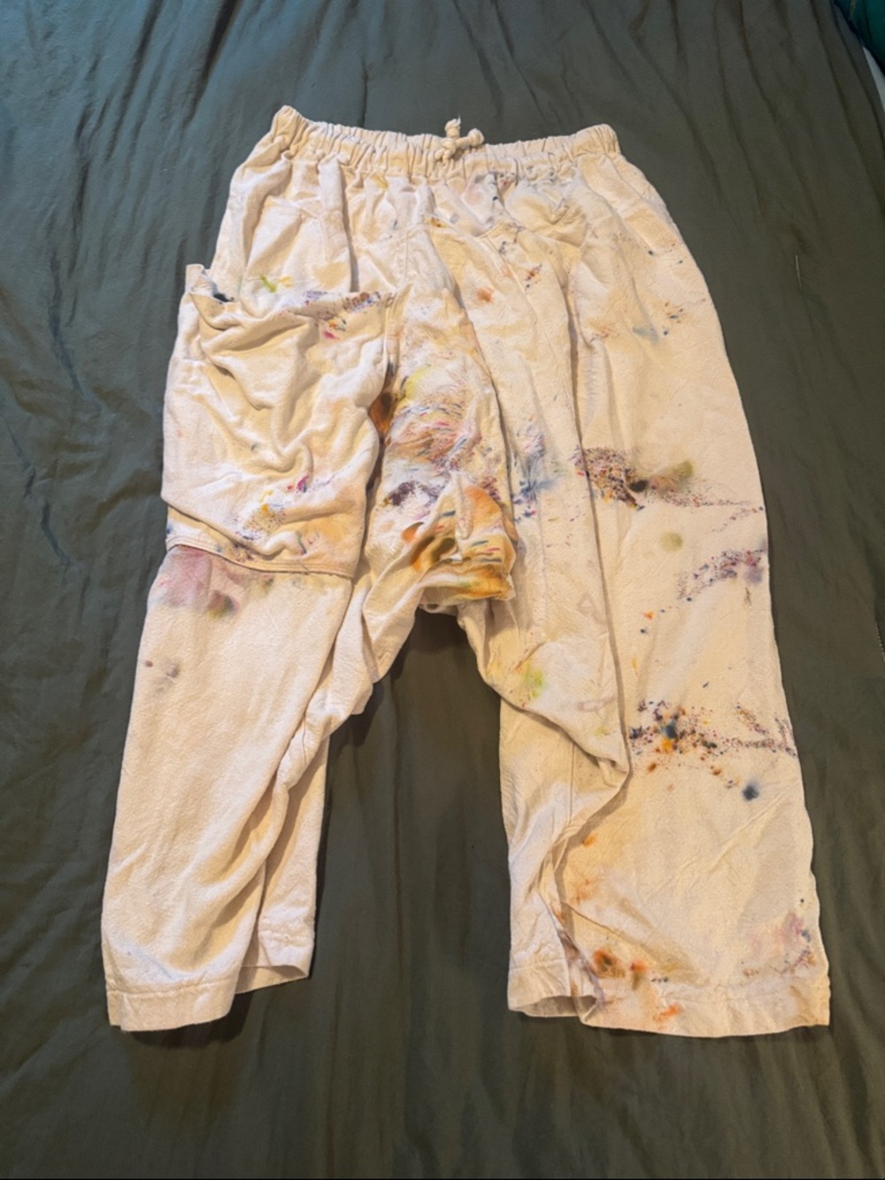 White Paint-Splatter Jogger Sweatpants for Women